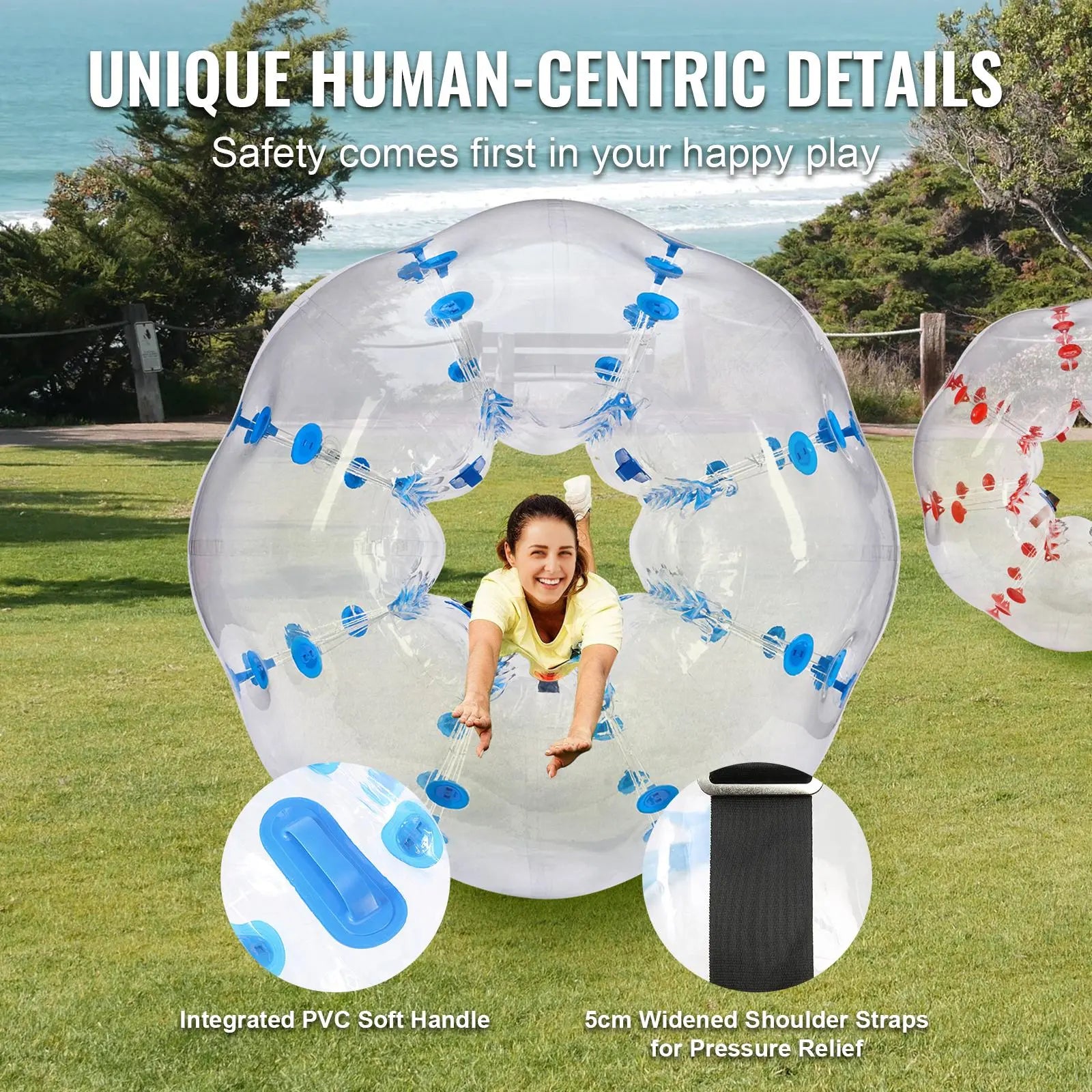 [DealsForYouDays]VEVOR Inflatable Bumper Balls 2-Pack,  5FT/1.5M Body Sumo Zorb Balls for Teen & Adult, 0.8mm Thick PVC Human Hamster Bubble Balls for Outdoor Team Gaming Play, Bumper Bopper Toys for Garden, Yard, Park