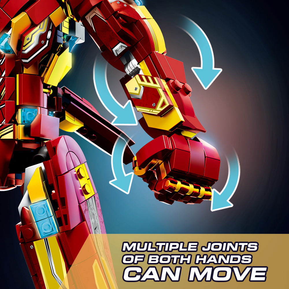 Ultimate Red & Gold Mecha Building Set – 13.8" Tall Armored Figure with 1,568 PCS, Full Articulation & Dual Energy Blades