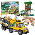Mesiondy Prehistoric Apex Predator Expedition Building Set – 546 PCS Premium Brick System | Dino Transport Truck, Watchtower & Dinosaur Figures