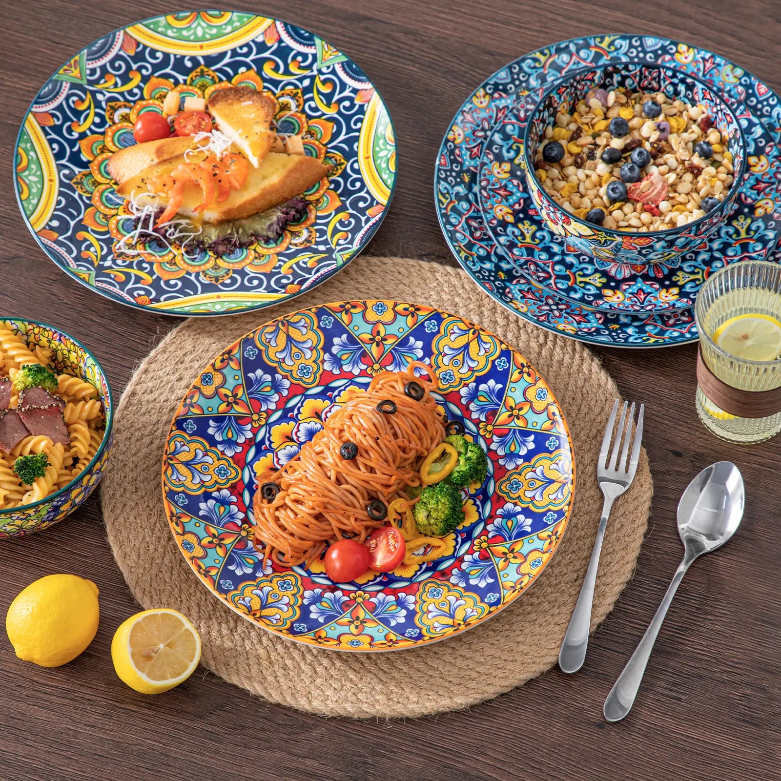 Microwave and dishwasher china cutlery set