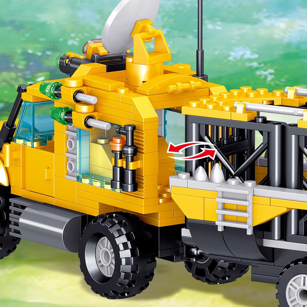 Mesiondy Prehistoric Apex Predator Expedition Building Set – 546 PCS Premium Brick System | Dino Transport Truck, Watchtower & Dinosaur Figures