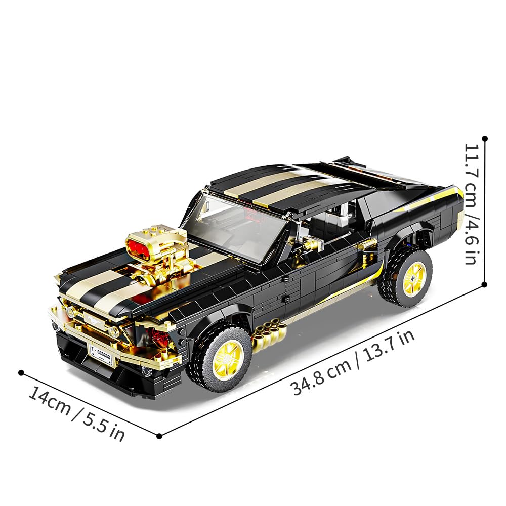Mesiondy Classic GT Muscle Car Building Kit – 1680 PCS Premium Brick System | Vintage American Sport Coupe | Supercharged Engine Detail