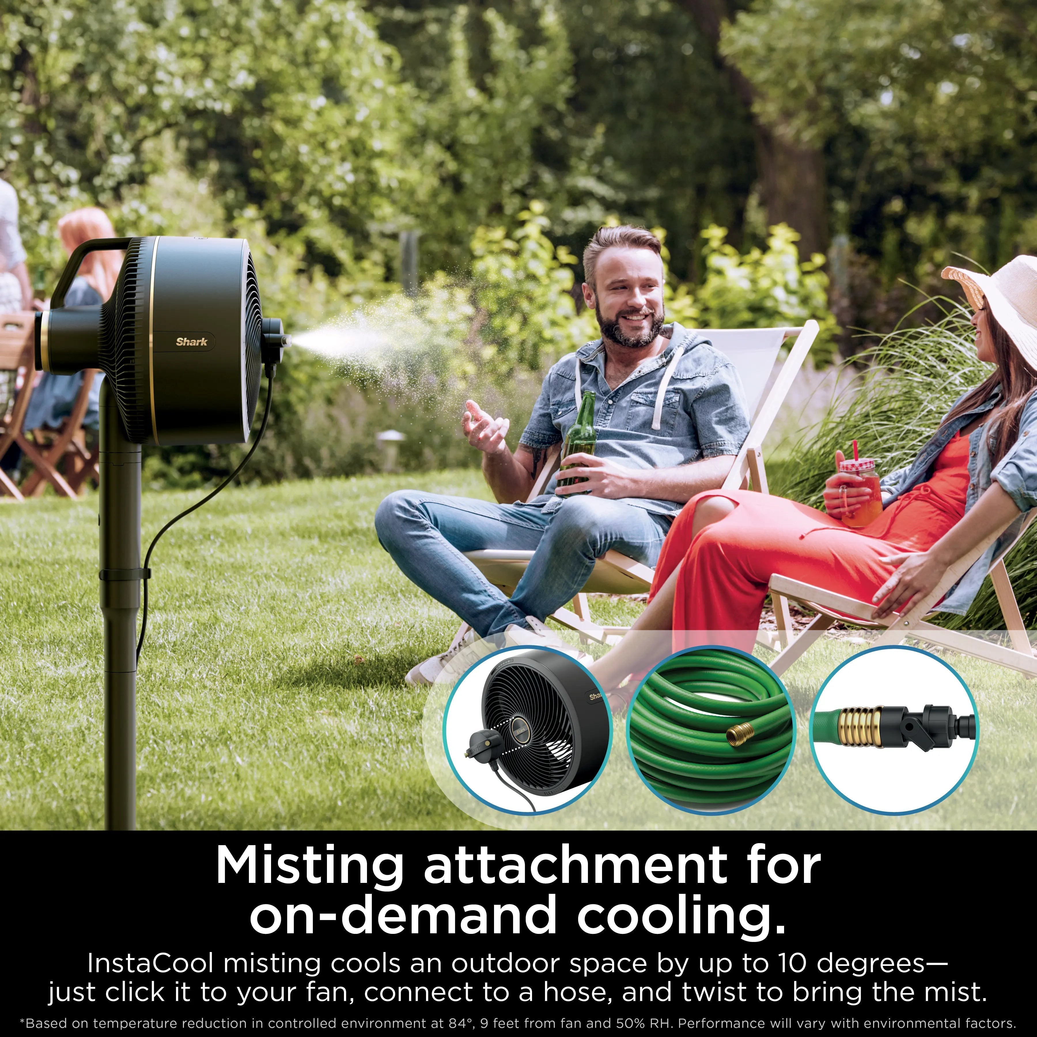2-in-1 Cordless Misting Fan - Indoor & outdoor oscillating fan, pedestal & tabletop, corded & cordless portable fan with outdoor InstaCool mi