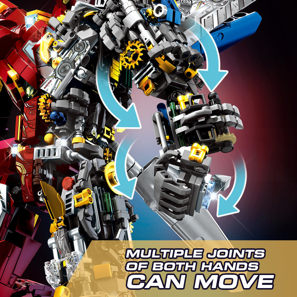 Mesiondy MK50 Armored Hero Semi-Mechanical Mech Building Kit – 2002 PCS Premium Brick System | Deconstructed Collectible Display Model | Light-Up Energy Effects