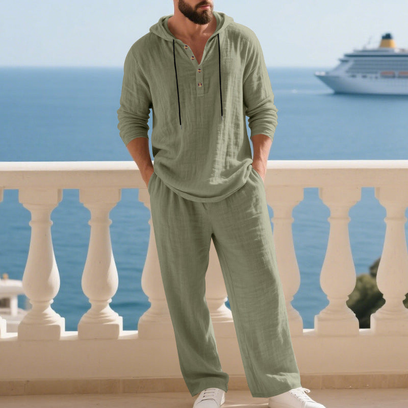 Men's Hooded Casual Loose Top & Trousers 2-Piece Set