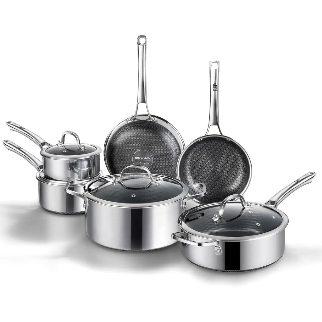 SNOWCLAD 10-Piece Non-Stick Hybrid Stainless Steel Cookware Set
