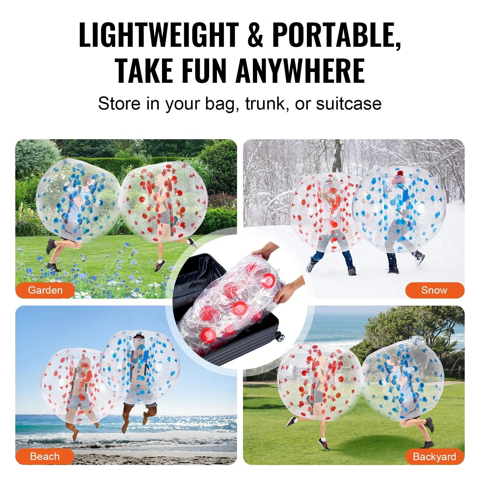 [DealsForYouDays]VEVOR Inflatable Bumper Balls 2-Pack,  5FT/1.5M Body Sumo Zorb Balls for Teen & Adult, 0.8mm Thick PVC Human Hamster Bubble Balls for Outdoor Team Gaming Play, Bumper Bopper Toys for Garden, Yard, Park
